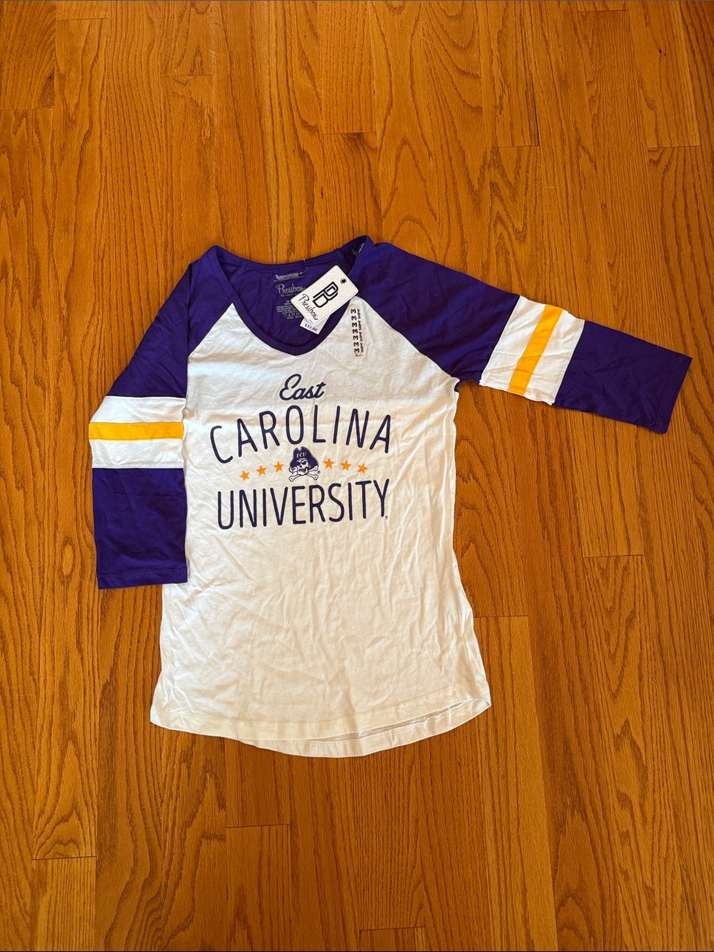 NWT Pressbox East Carolina University Raglan Tee Size Medium